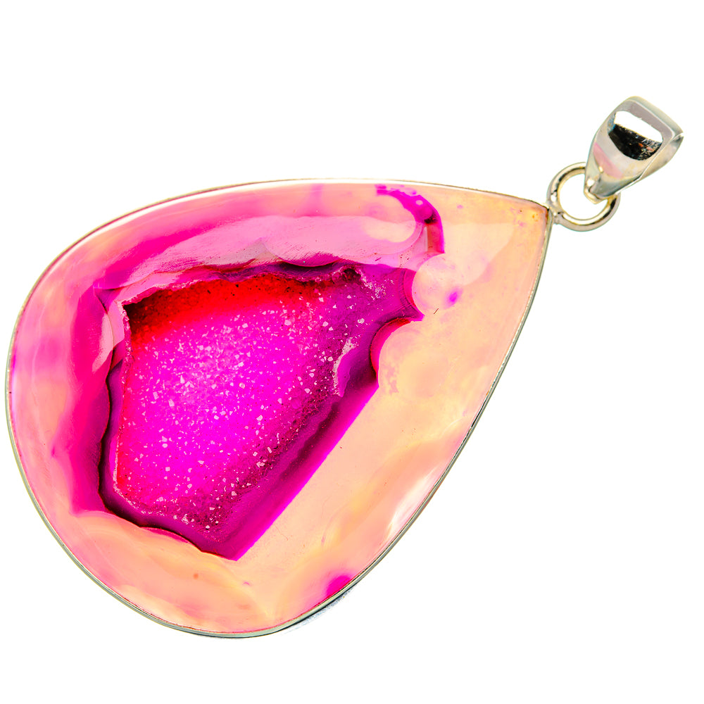 Pink Window Druzy Pendant 2 3/8"  (925 Sterling Silver) PD37222