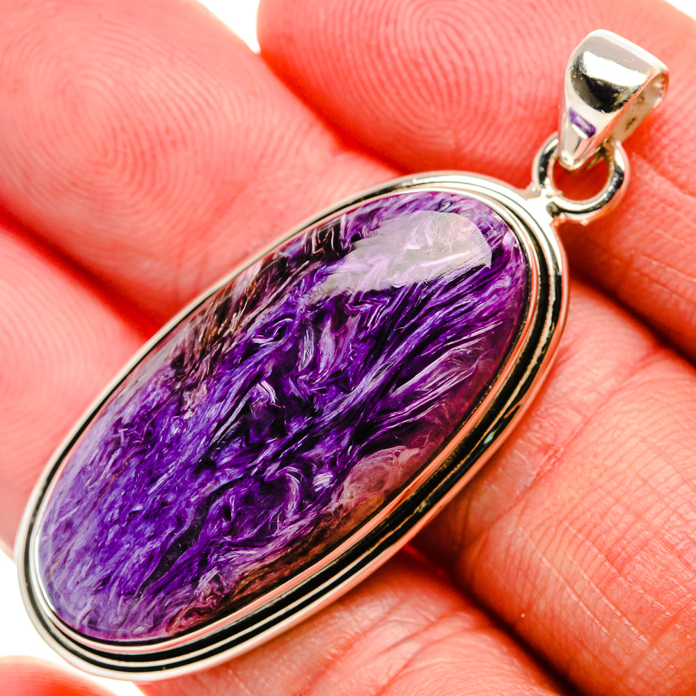 Charoite Pendant 1 7/8" (925 Sterling Silver) PD37508