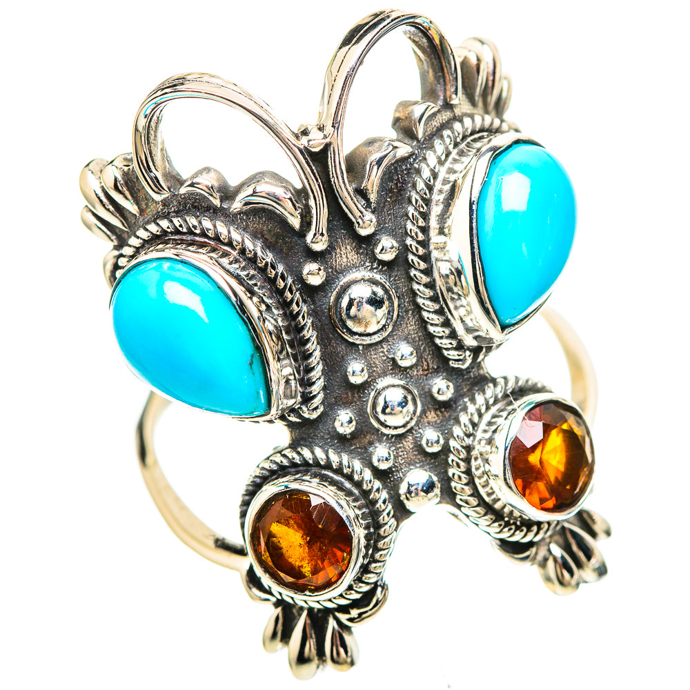 Large Sleeping Beauty Turquoise, Citrine 925 Sterling Silver Ring Size 10 (925 Sterling Silver) RING137330