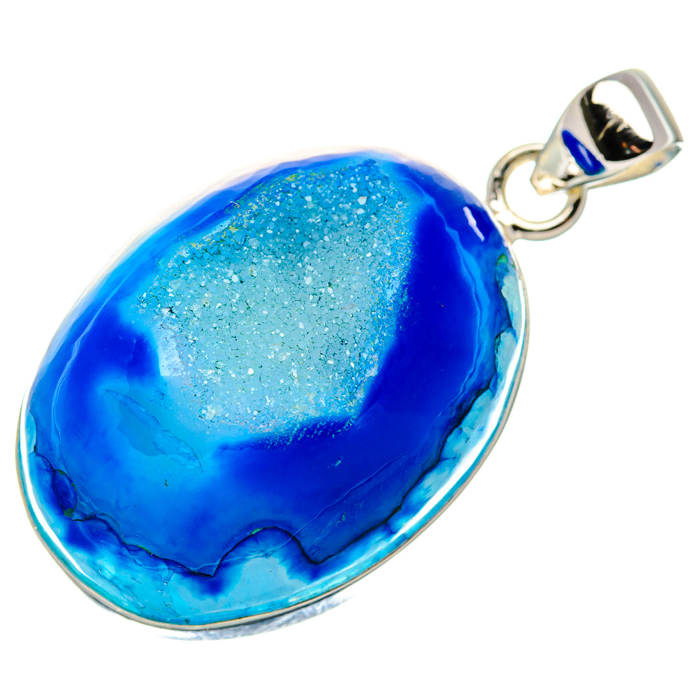 Blue Window Agate Pendant 1 3/4" (925 Sterling Silver) PD36976