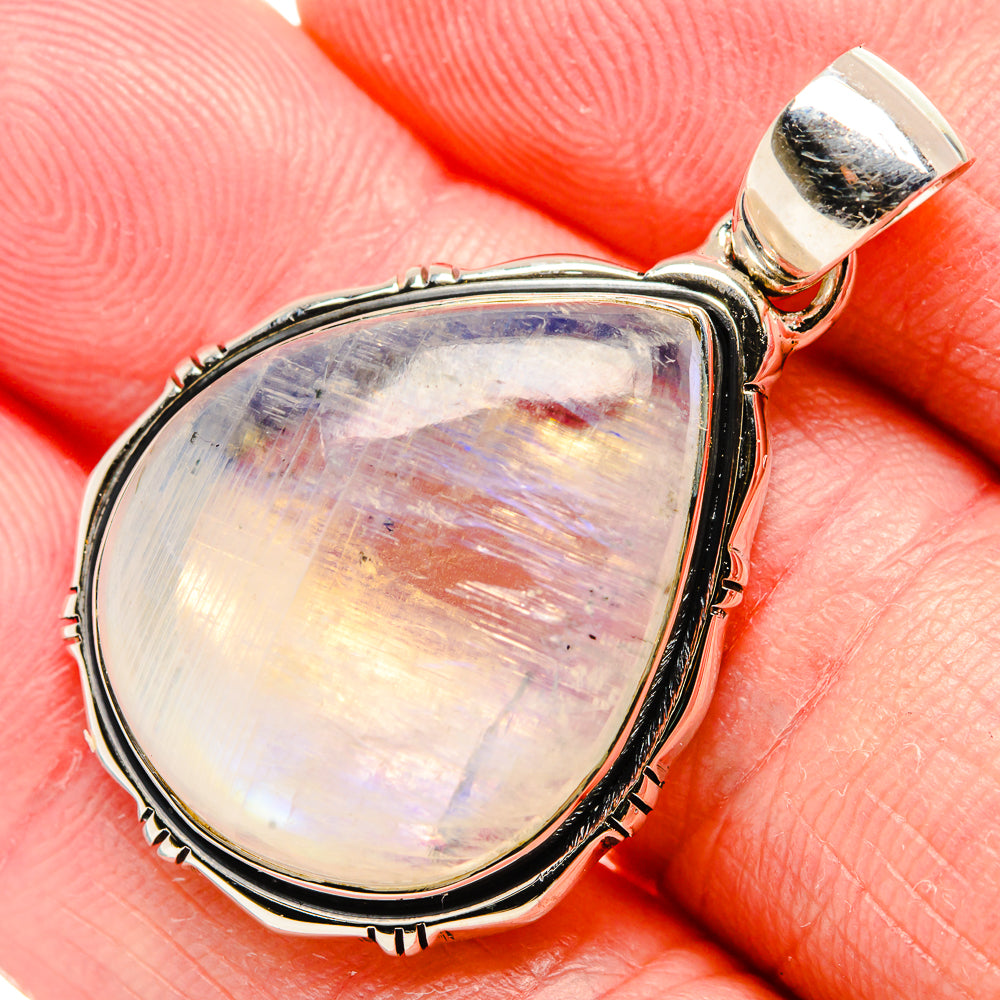 Rainbow Moonstone Pendant 1 1/2" (925 Sterling Silver) PD36749
