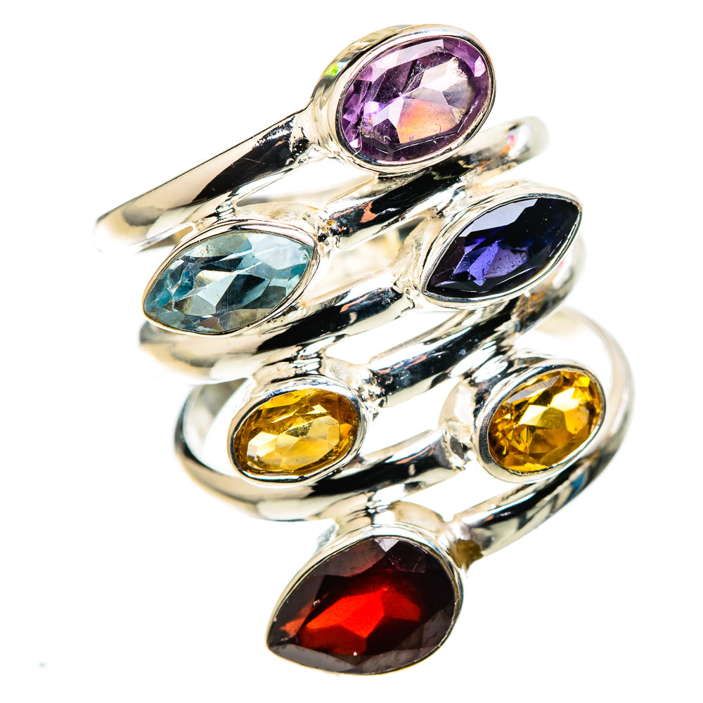 Large Garnet, Amethyst, Citrine, Tanzanite, Blue Topaz Ring Size 8.25 (925 Sterling Silver) RING136155