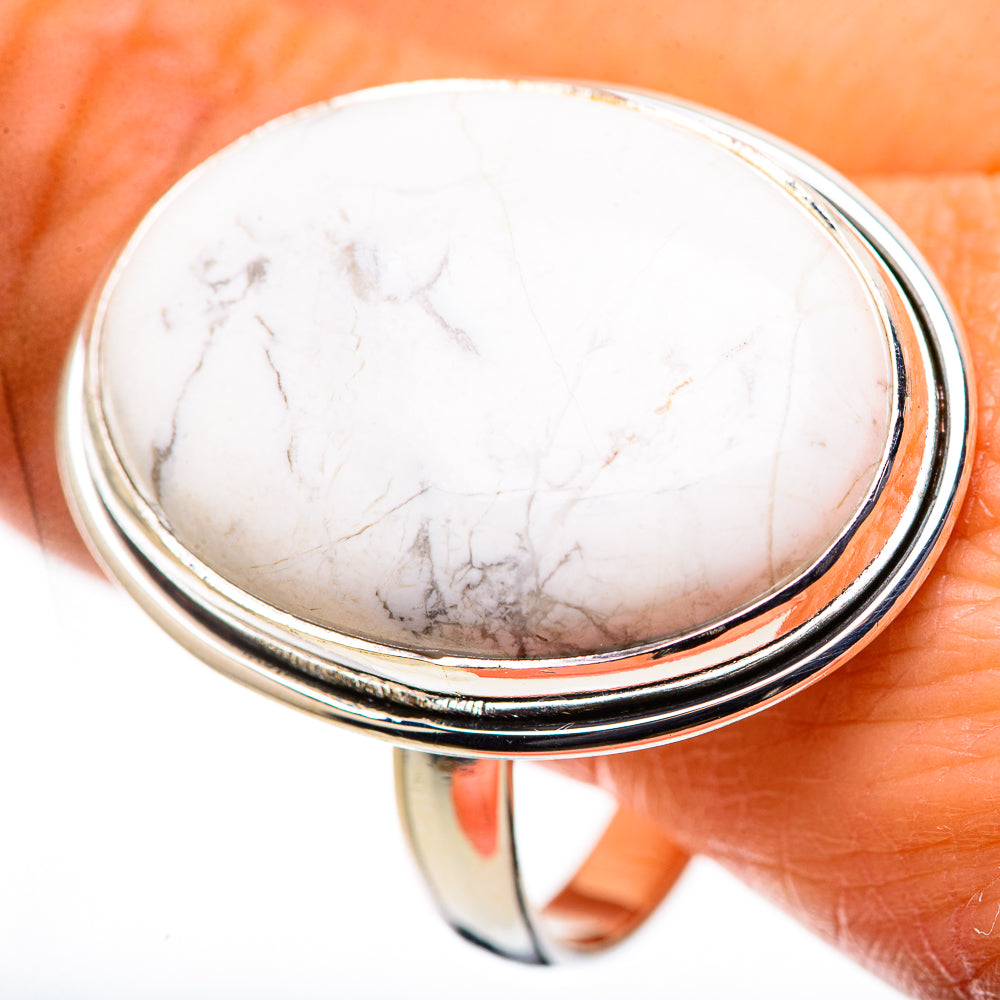 Large Howlite Ring Size 13.75 (925 Sterling Silver) RING134722
