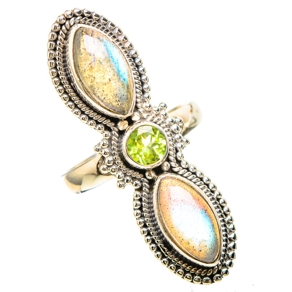 Large Labradorite, Peridot 925 Sterling Silver Ring Size 7 (925 Sterling Silver) RING137369