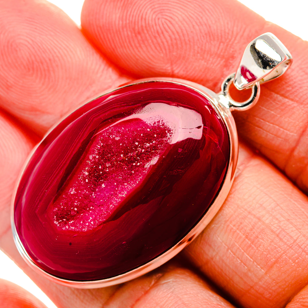 Pink Window Druzy Pendant 1 7/8" (925 Sterling Silver) PD36960
