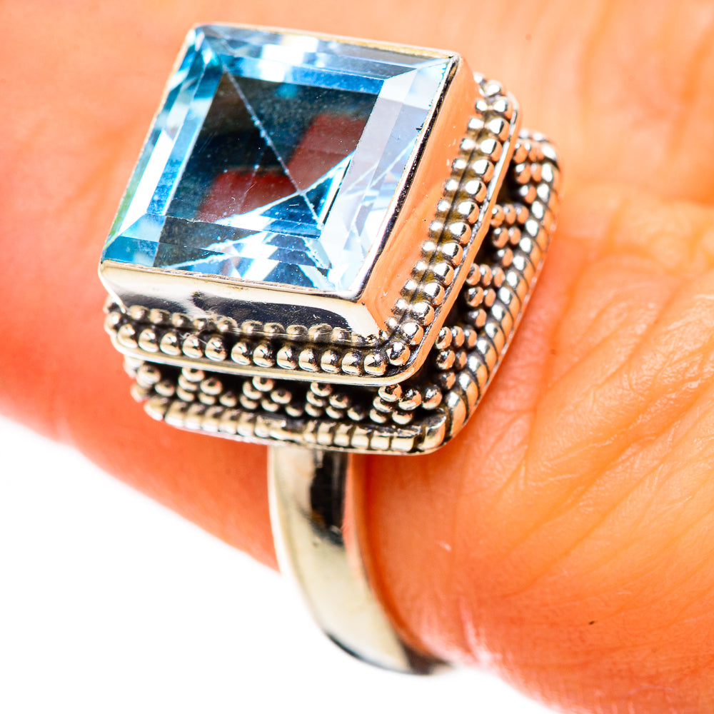 Anasilvercos Blue Topaz Ring Size 6.25 (925 Sterling Silver)