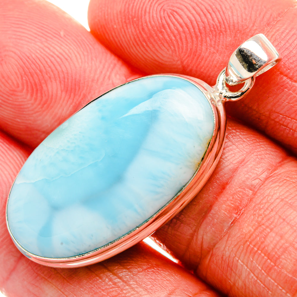 Larimar 925 Sterling Silver Pendant 1 5/8" (925 Sterling Silver) PD37630