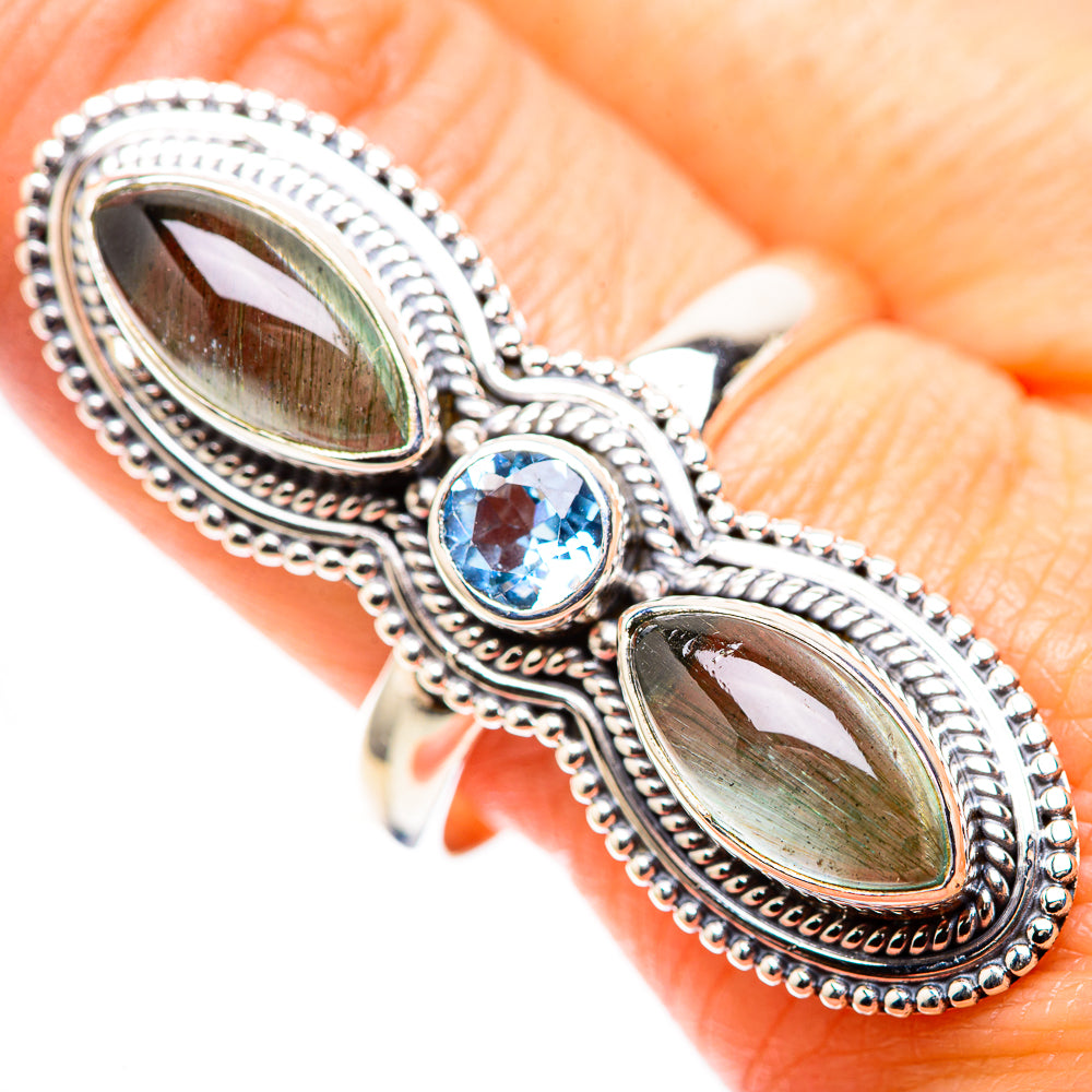 Large Natural Aquamarine, Blue Topaz Ring Size 10.75 (925 Sterling Silver) RING136946
