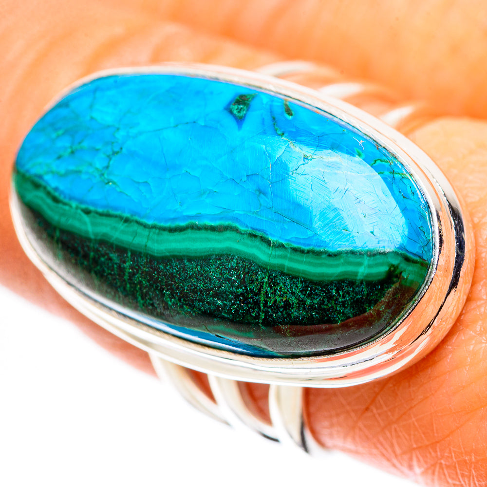Large Malachite In Chrysocolla Ring Size 8 (925 Sterling Silver) RING136185