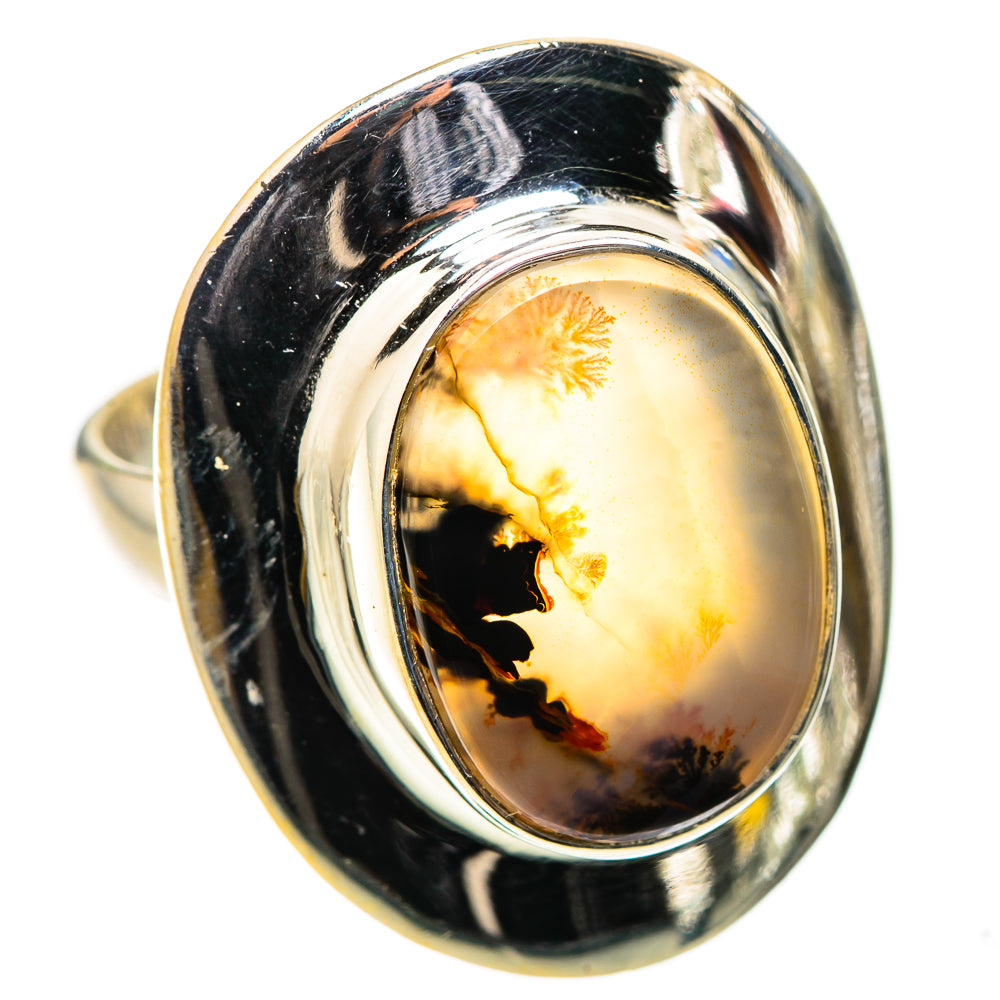 Anasilvercos Scenic Dendritic Agate Ring Size 7.25 (925 Sterling Silver)