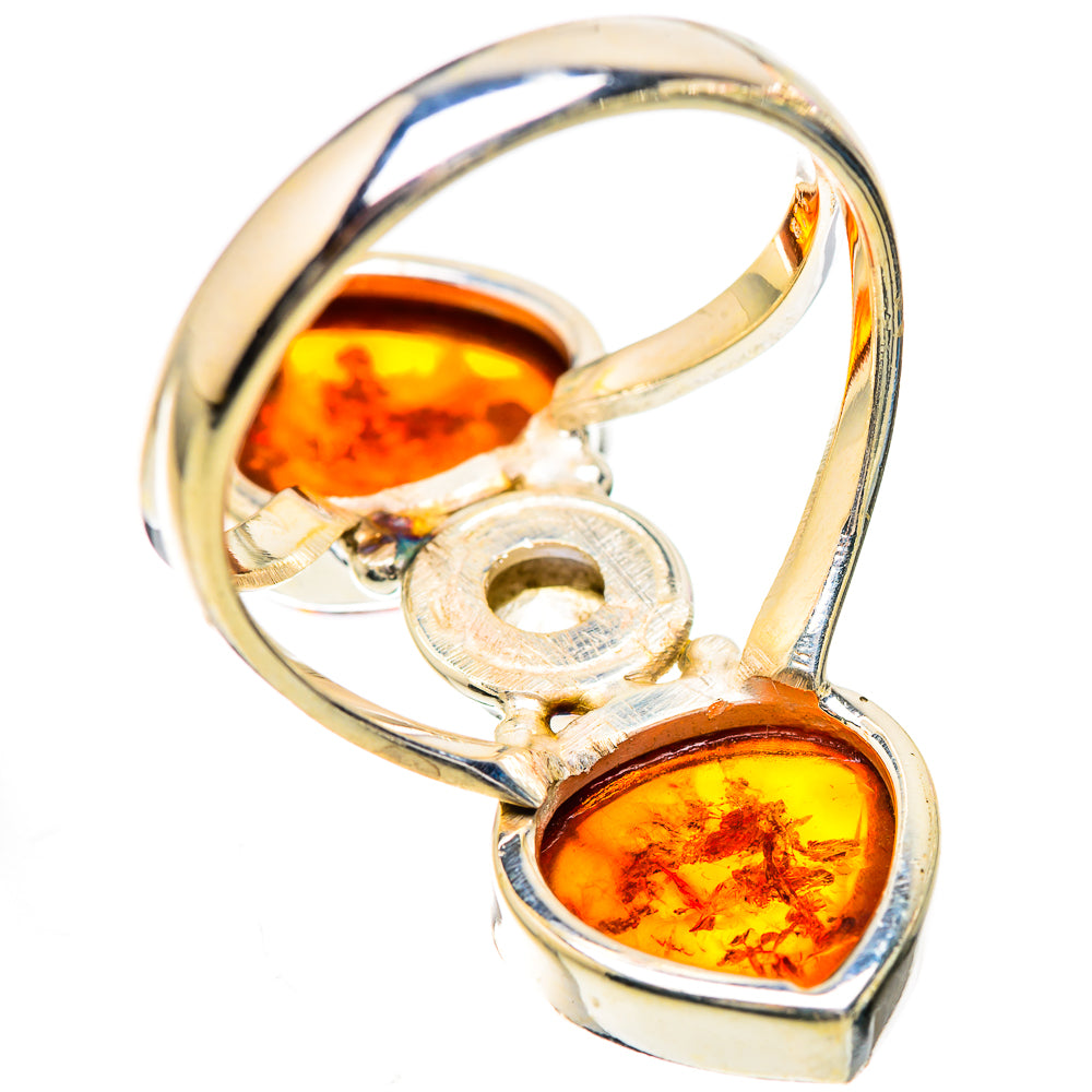 Large Baltic Amber, Rainbow Moonstone Ring Size 10 (925 Sterling Silver) RING135986