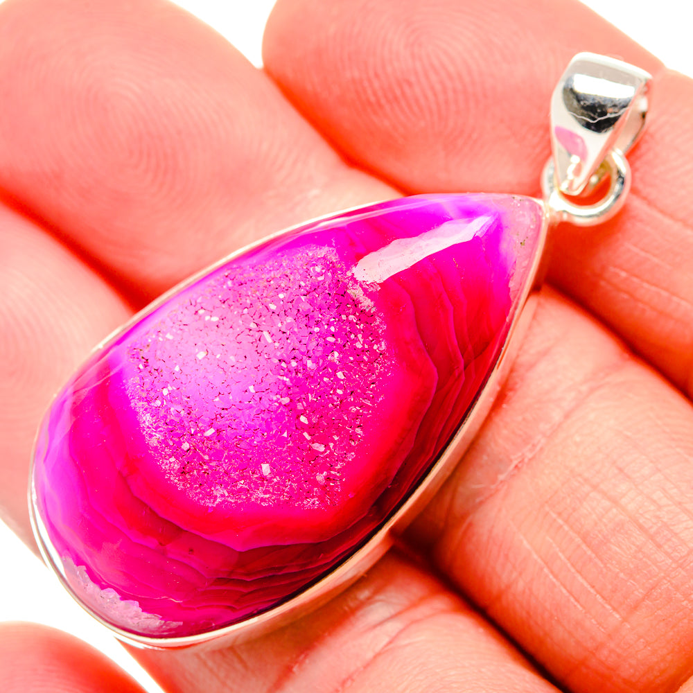 Pink Window Druzy Pendant 2"  (925 Sterling Silver) PD36943