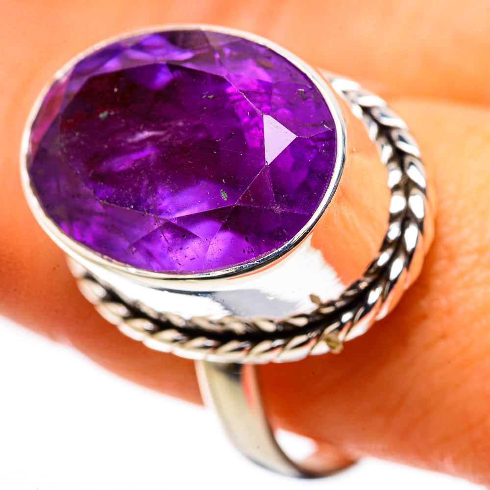 Large Faceted Amethyst Ring Size 9.75 (925 Sterling Silver) RING134753