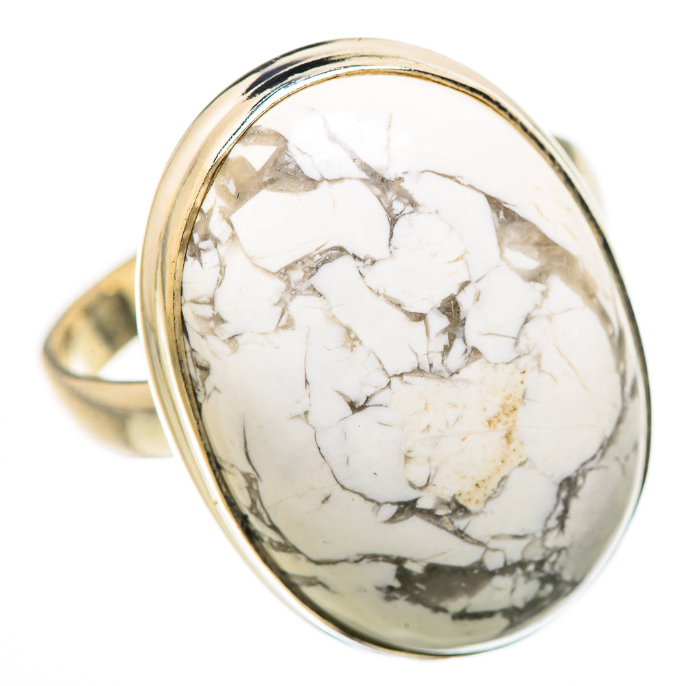Large Howlite Ring Size 13.5 (925 Sterling Silver) RING134706