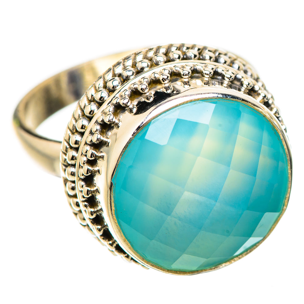 Aqua Chalcedony 925 Sterling Silver Ring Size 7.25 Ana Co R135277