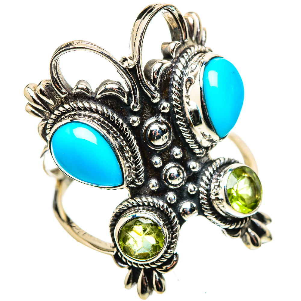 Large Sleeping Beauty Turquoise, Peridot 925 Sterling Silver Ring Size 10 (925 Sterling Silver) RING137788