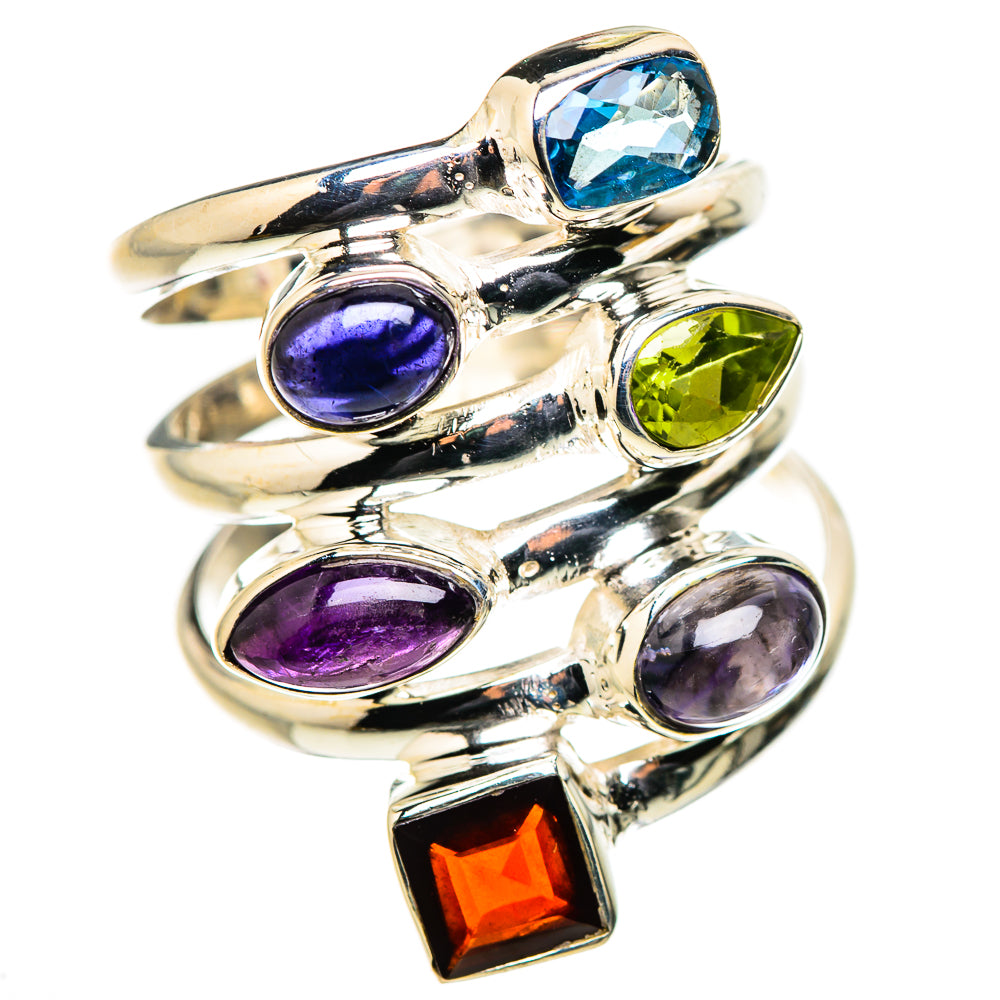 Garnet, Amethyst, Tanzanite, Blue Topaz, Peridot Ring Size 7.5 (925 Sterling Silver) RING134777