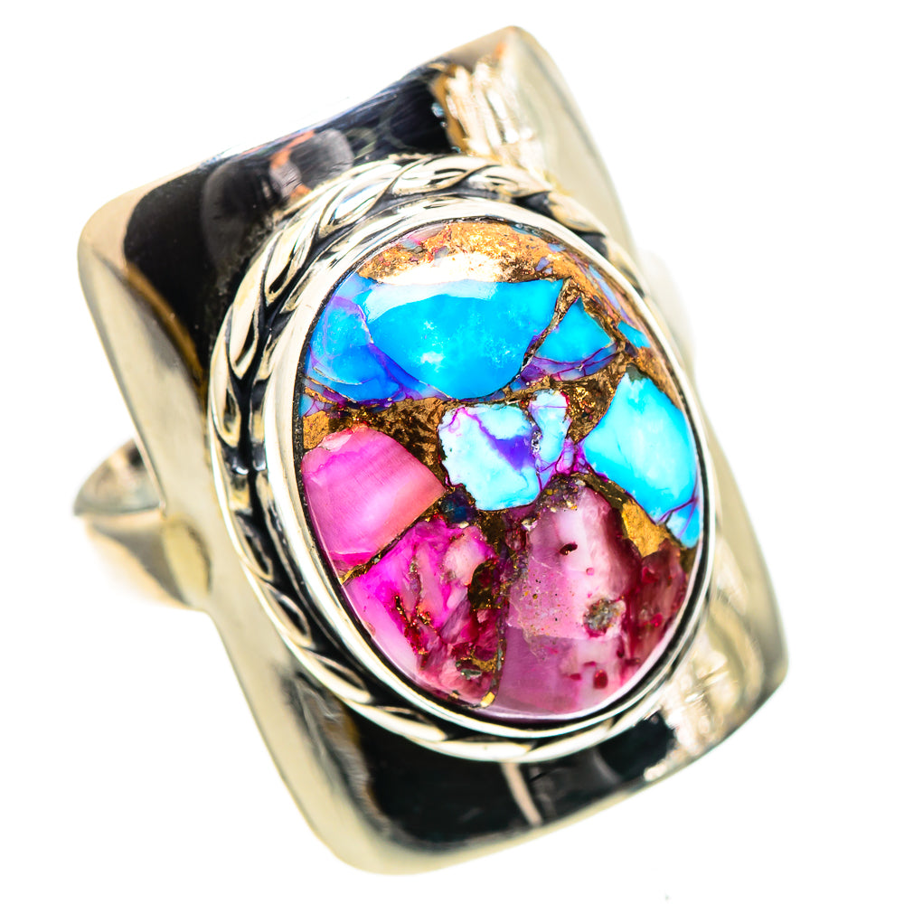 Kingman Pink Dahlia Turquoise 925 Sterling Silver Ring Size 8.5 (925 Sterling Silver) RING137436