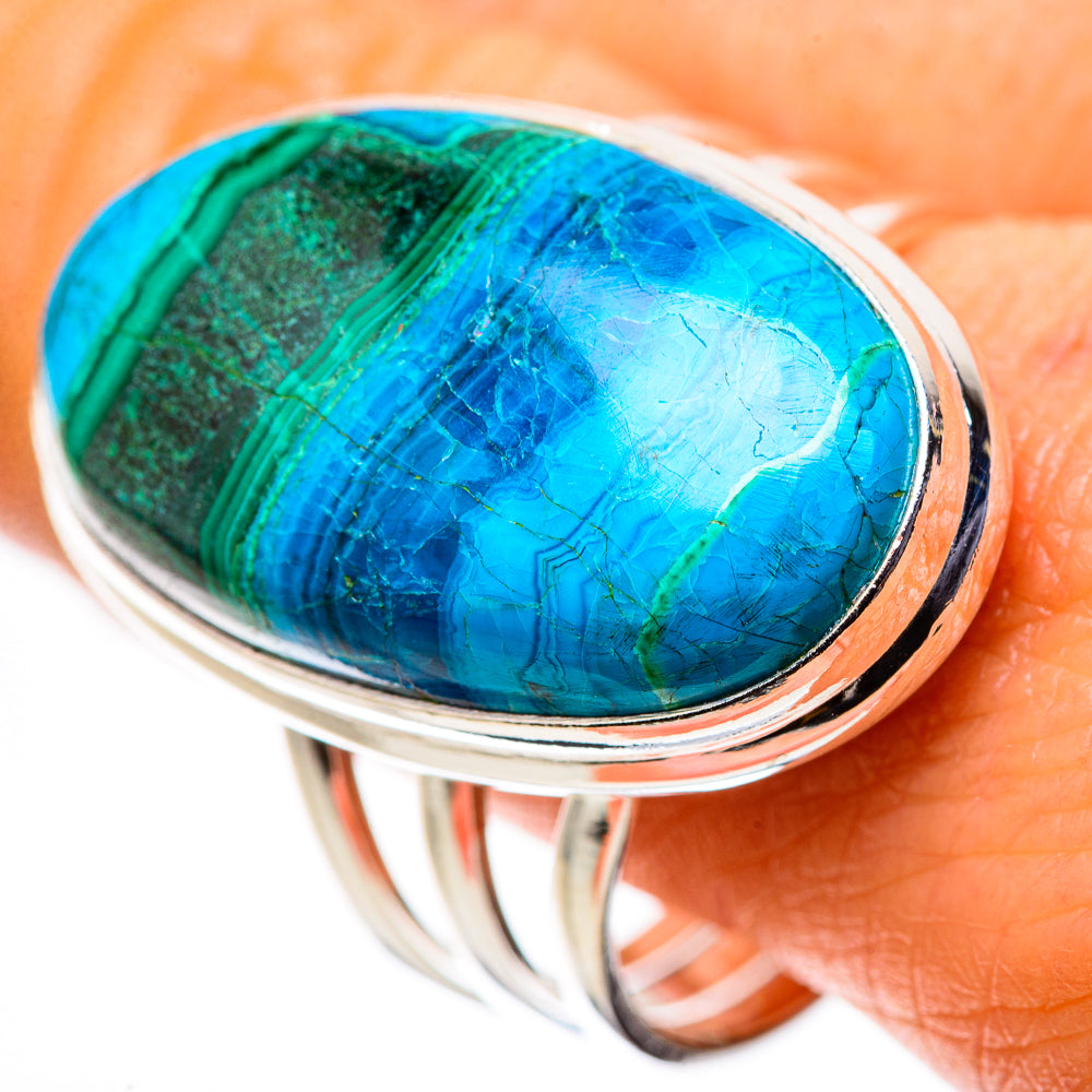Large Malachite In Chrysocolla Ring Size 12 (925 Sterling Silver) RING135761