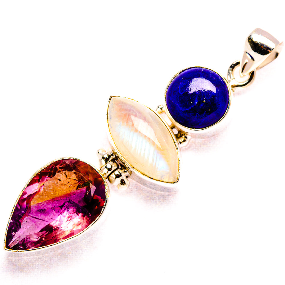 Faceted Ametrine, Rainbow Moonstone, Lapis Lazuli Pendant 2 3/8" (925 Sterling Silver) PD37585