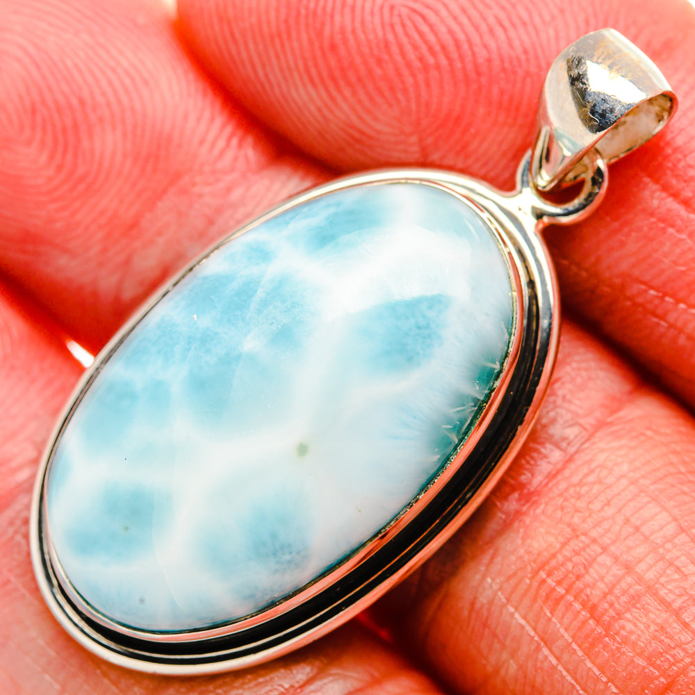 Larimar 925 Sterling Silver Pendant 1 5/8" (925 Sterling Silver) PD37612