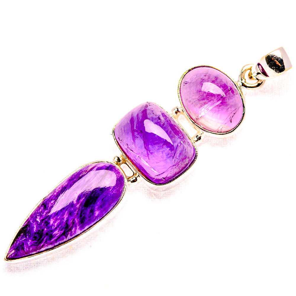 Charoite, Amethyst Pendant 2 1/2" (925 Sterling Silver) PD37472