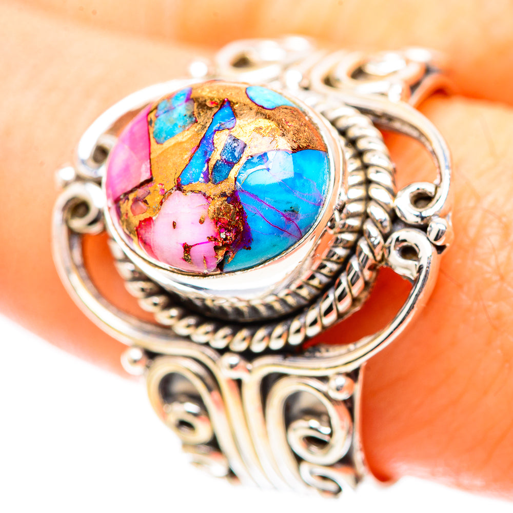 Kingman Pink Dahlia Turquoise 925 Sterling Silver Ring Size 10.25 (925 Sterling Silver) RING137230