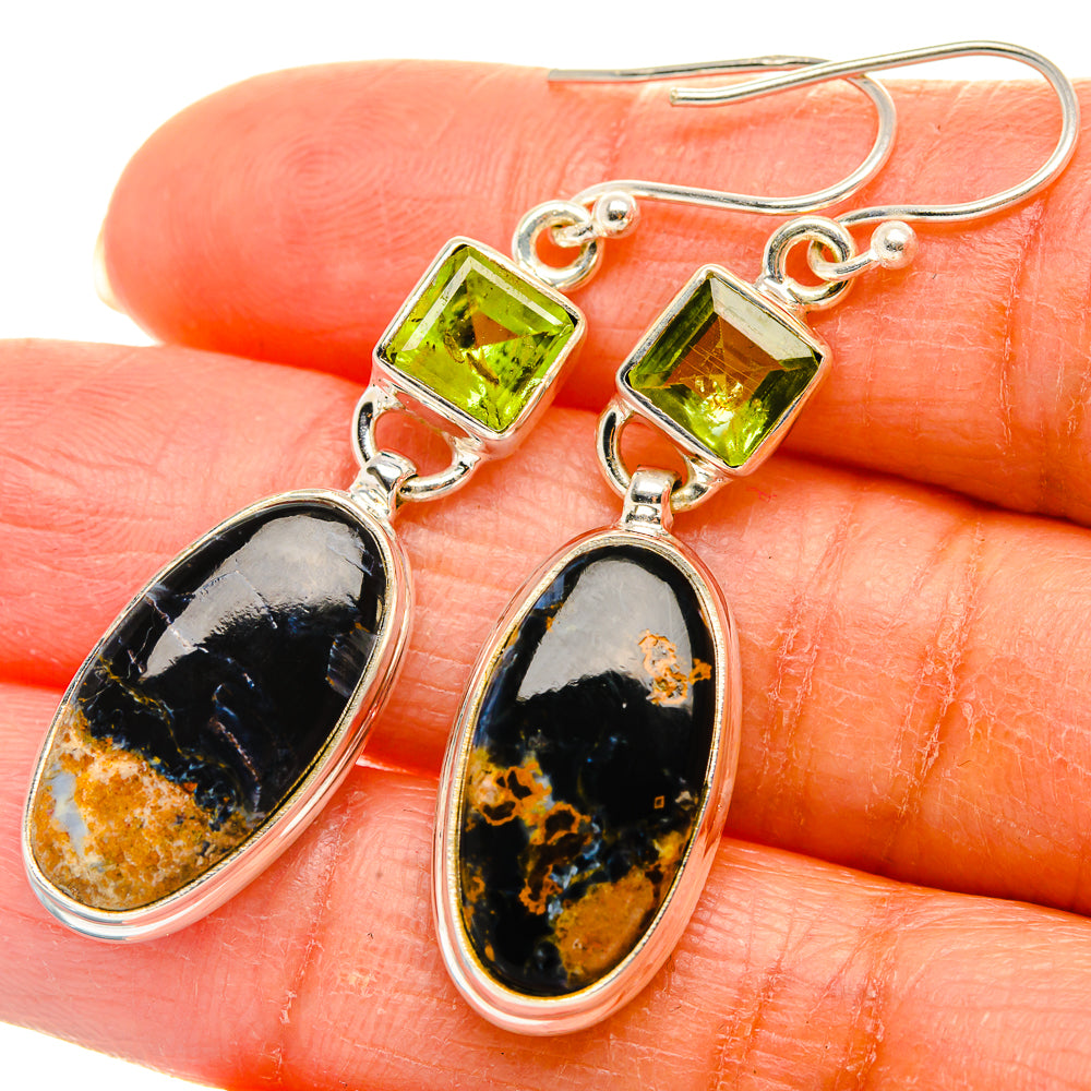 Pietersite, Peridot Earrings 2"  (925 Sterling Silver) EARR431667