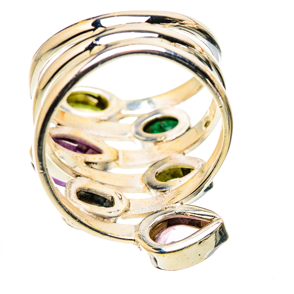 Anasilvercos Amethyst, Peridot, Blue Quartz Ring Size 8.25 (925 Sterling Silver)