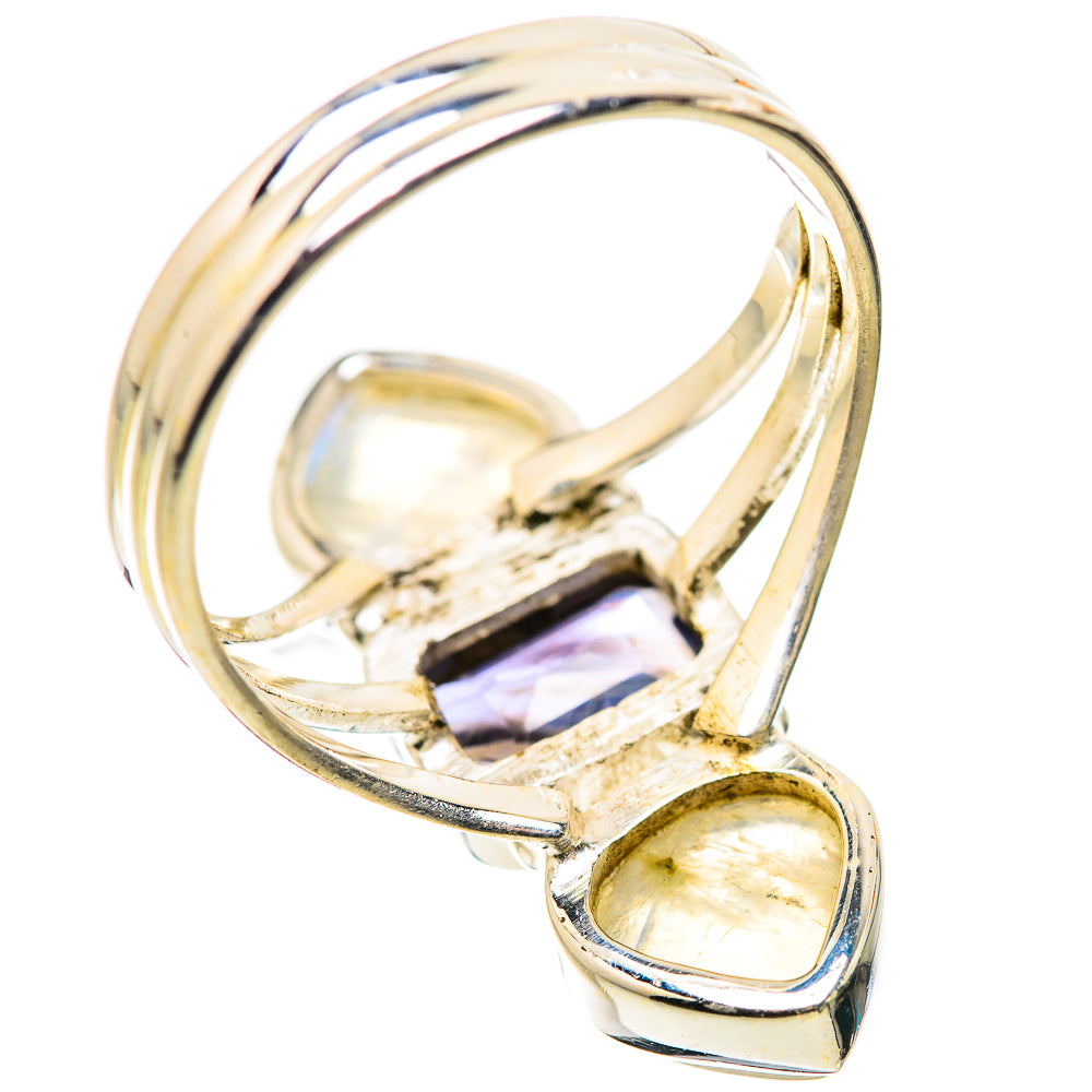 Faceted Tanzanite, Rainbow Moonstone Ring Size 10 (925 Sterling Silver) RING134605