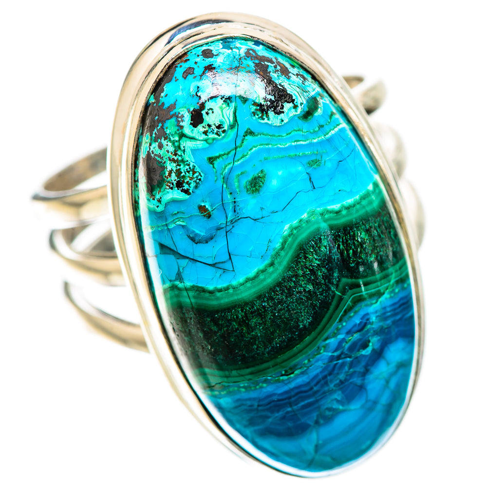 Large Malachite In Chrysocolla Ring Size 9 (925 Sterling Silver) RING135967