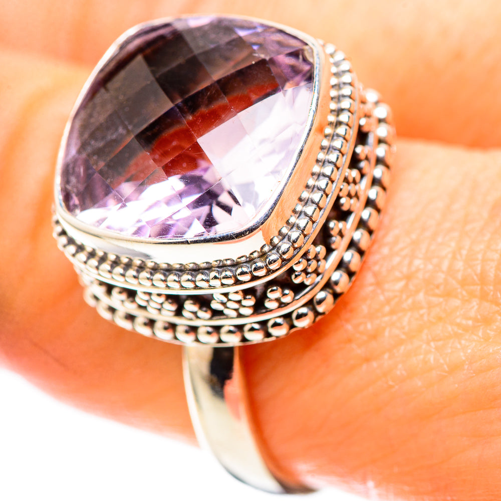 Faceted Pink Amethyst Ring Size 9.25 (925 Sterling Silver) RING136870