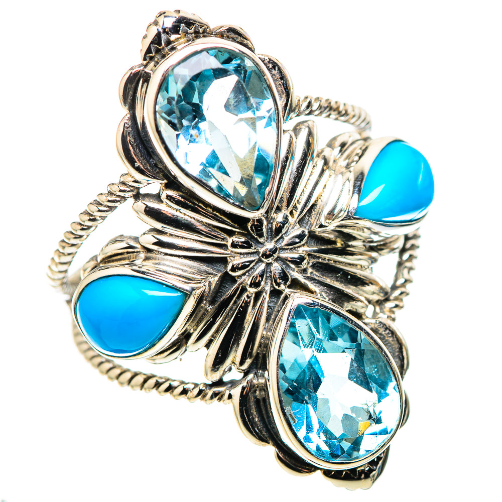 Large Blue Topaz, Sleeping Beauty Turquoise Ring Size 9.5 (925 Sterling Silver) RING136157