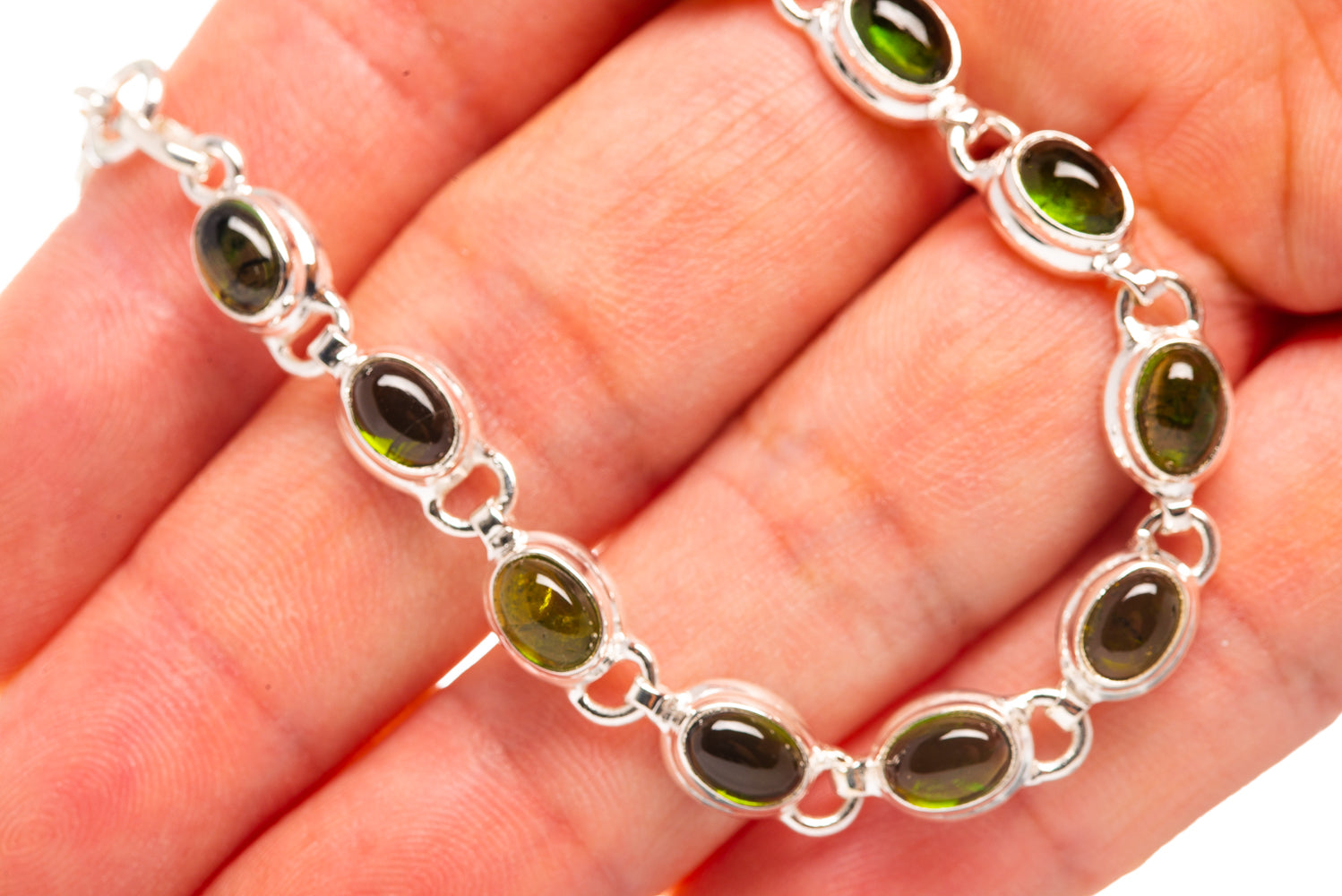 Green Tourmaline Bracelets handcrafted by Anasilvercos - BR876375