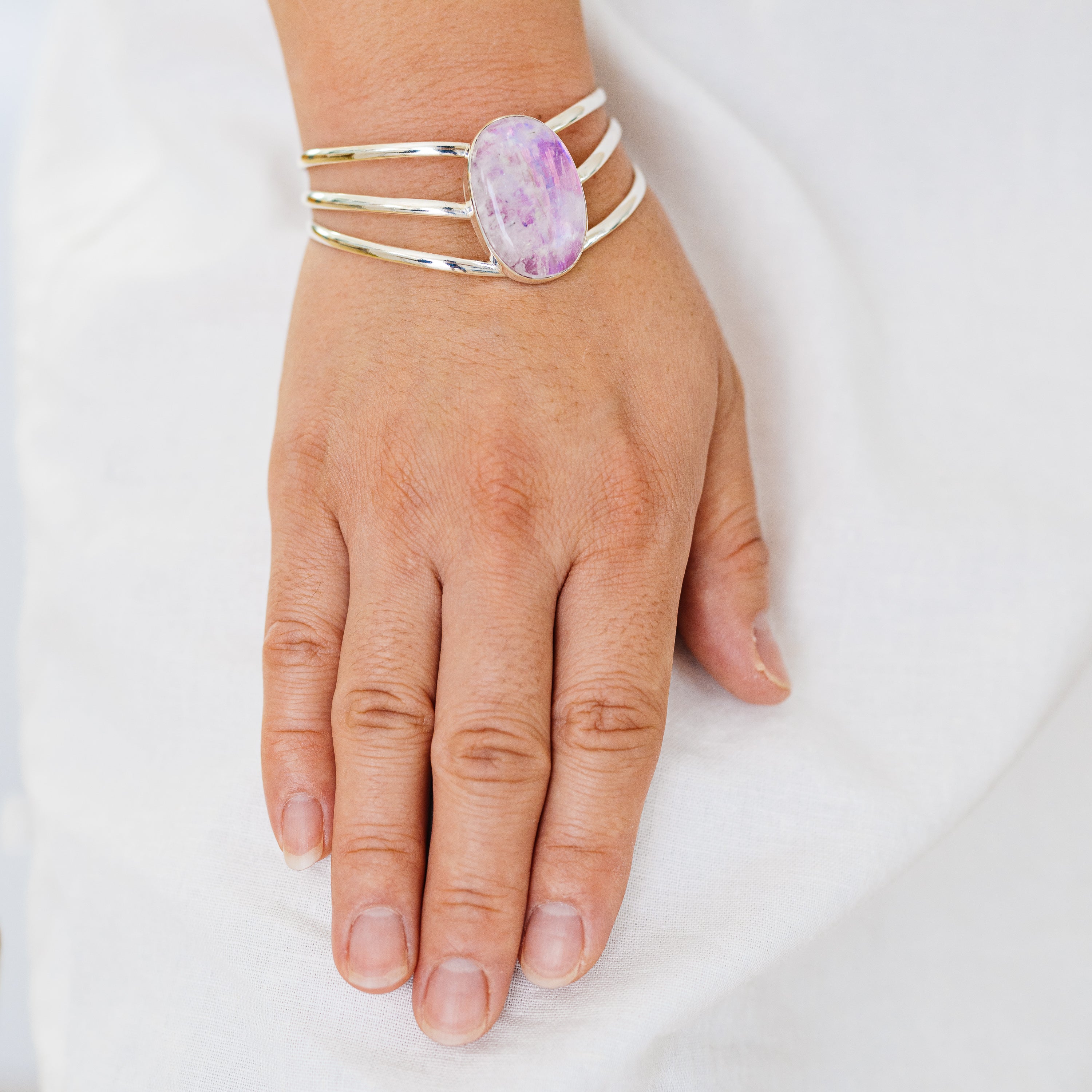 Rainbow Moonstone Bracelets handcrafted by Anasilvercos - BR90081