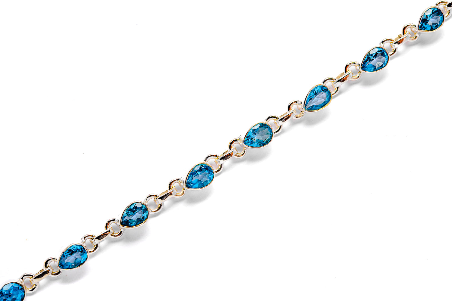 Swiss Blue Topaz Bracelets handcrafted by Anasilvercos - BR90046