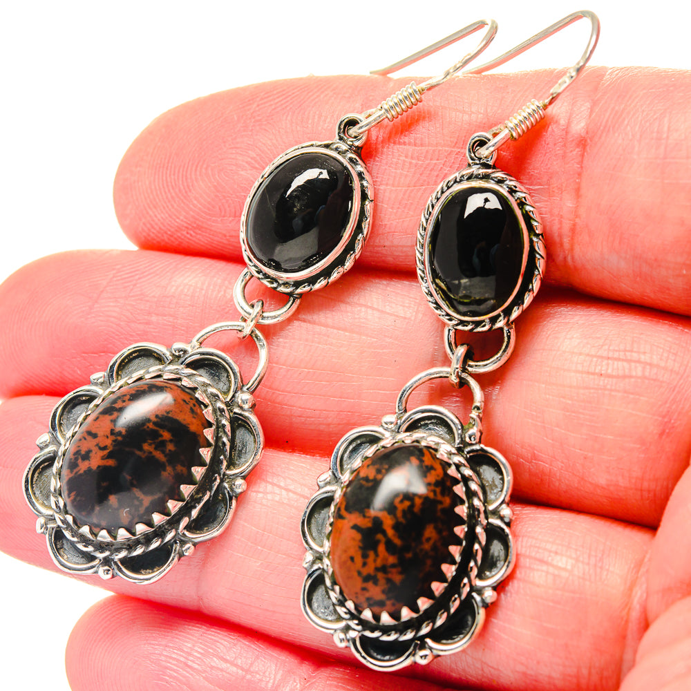 Mahogany Obsidian Earrings handcrafted by Anasilvercos - EARR423570