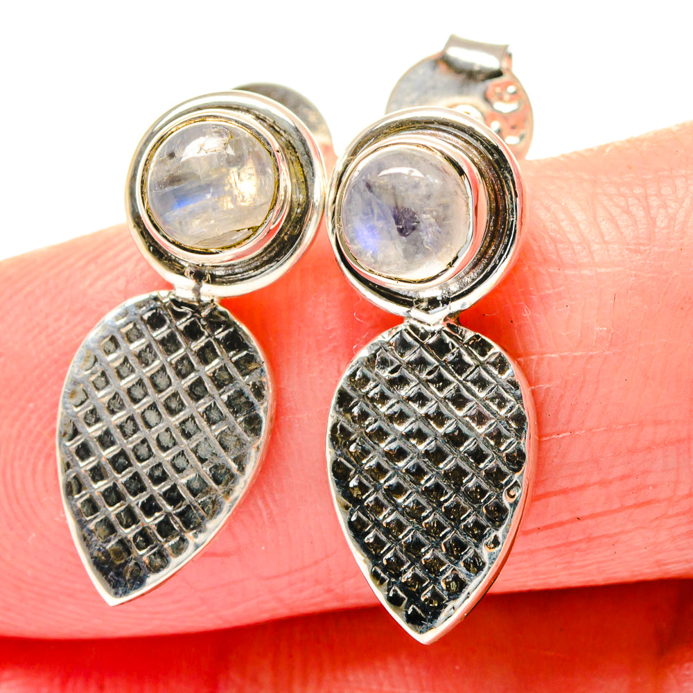 Rainbow Moonstone Earrings handcrafted by Anasilvercos - EARR423613