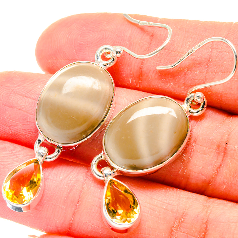 Striped Flint Earrings handcrafted by Anasilvercos - EARR423616