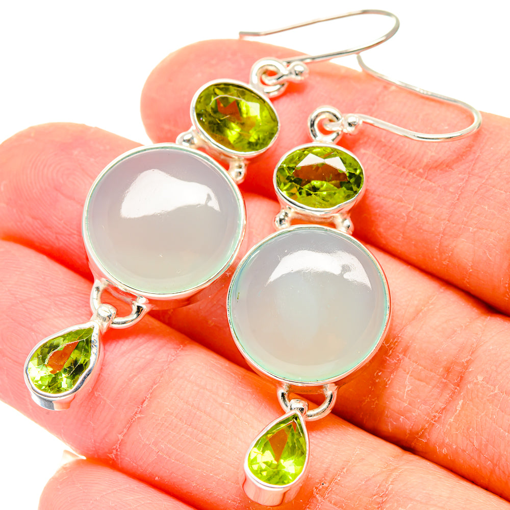 Aqua Chalcedony Earrings handcrafted by Anasilvercos - EARR423625