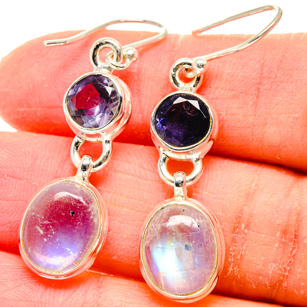 Rainbow Moonstone Earrings handcrafted by Anasilvercos - EARR423652