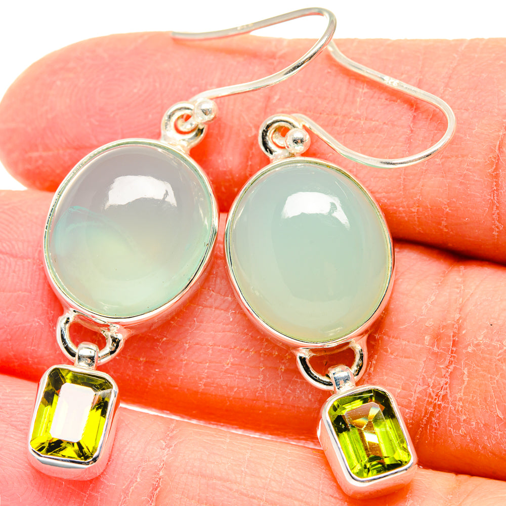 Aqua Chalcedony Earrings handcrafted by Anasilvercos - EARR423662