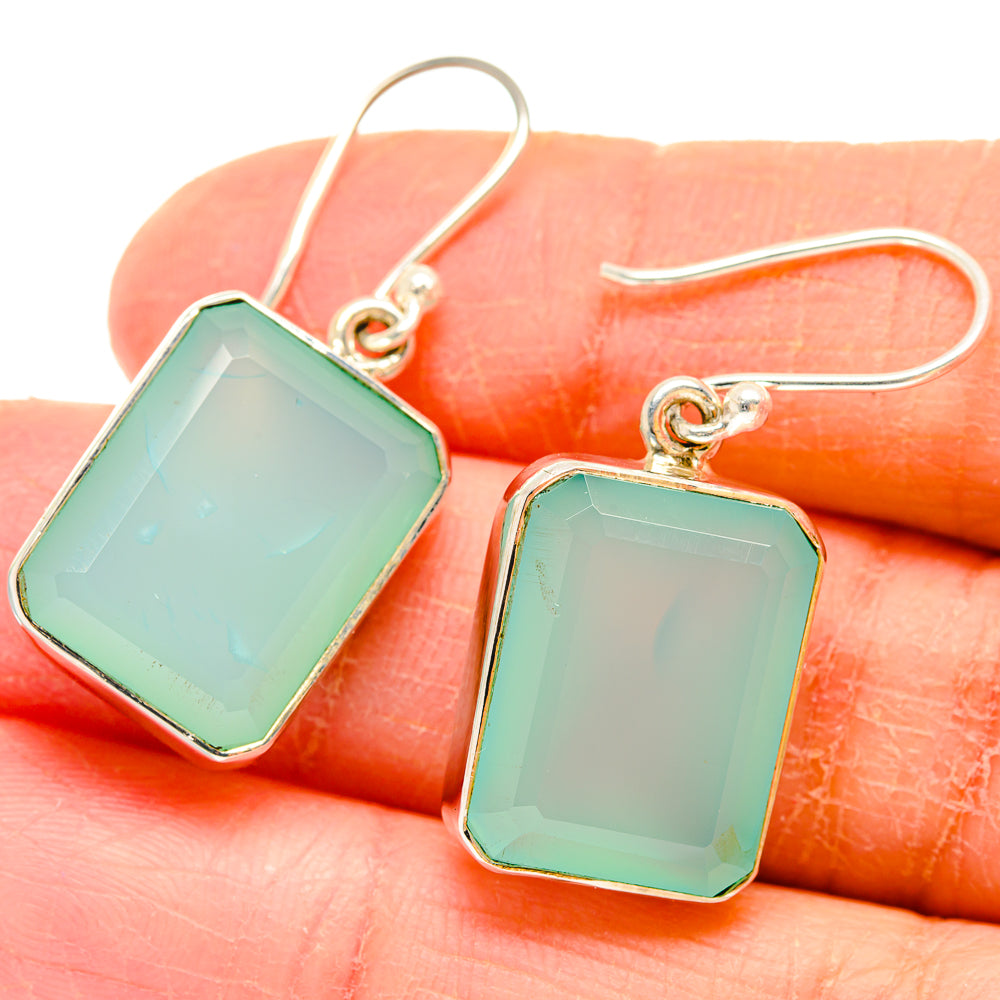 Aqua Chalcedony Earrings handcrafted by Anasilvercos - EARR423683