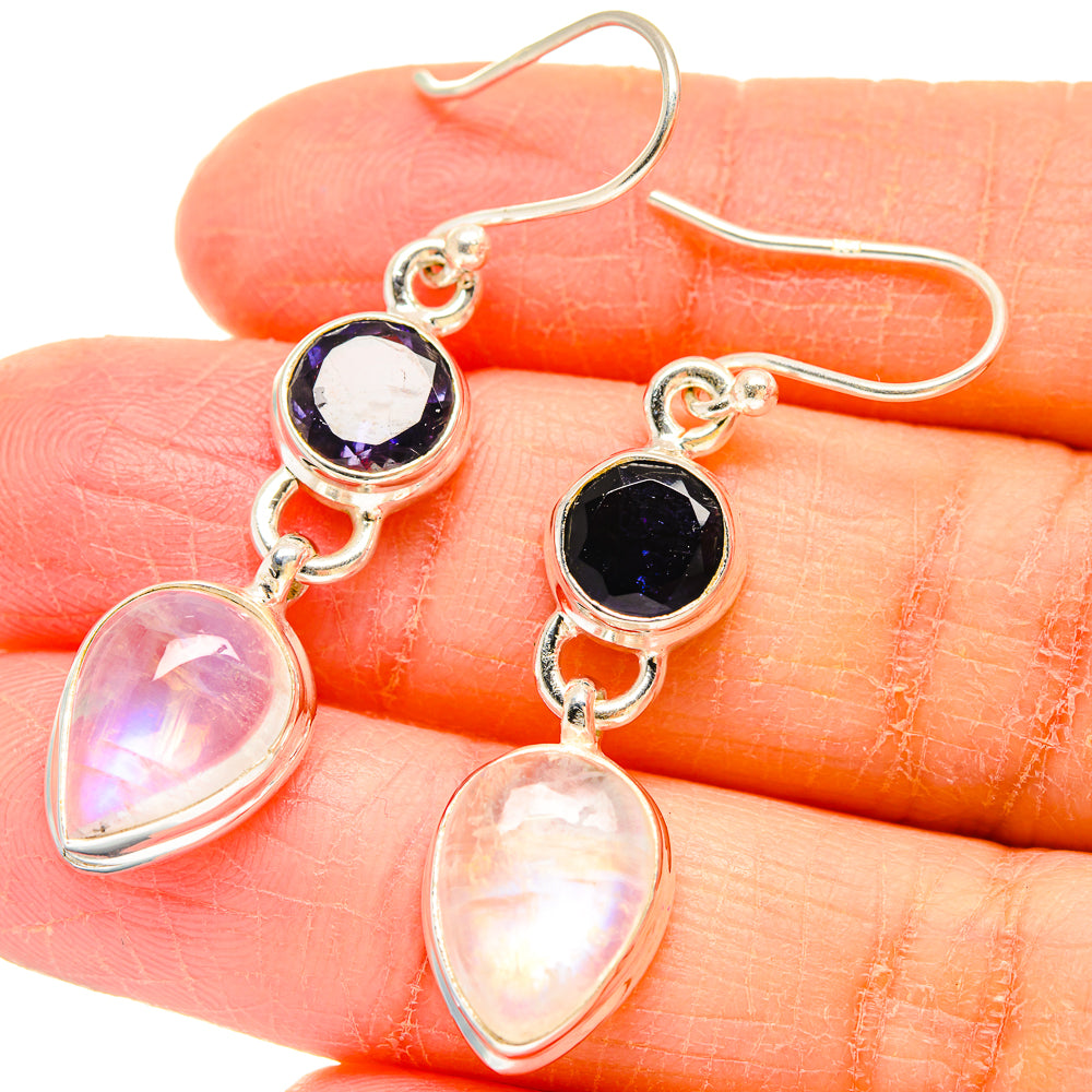Rainbow Moonstone Earrings handcrafted by Anasilvercos - EARR423693