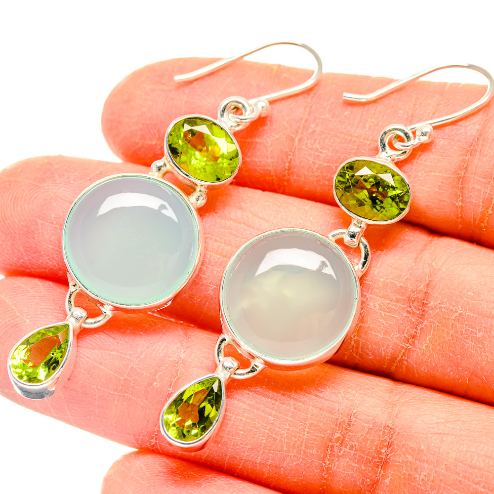 Aqua Chalcedony Earrings handcrafted by Anasilvercos - EARR423703
