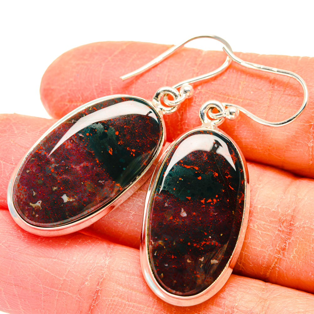 Bloodstone Earrings handcrafted by Anasilvercos - EARR423705