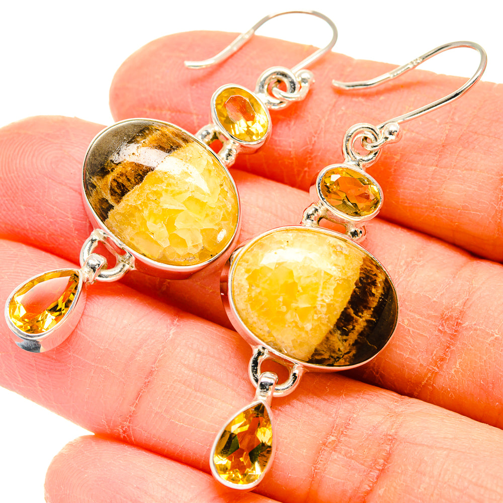 Septarian Nodule Earrings handcrafted by Anasilvercos - EARR423714