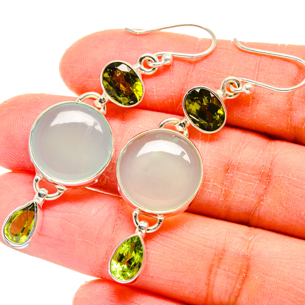 Aqua Chalcedony Earrings handcrafted by Anasilvercos - EARR423716