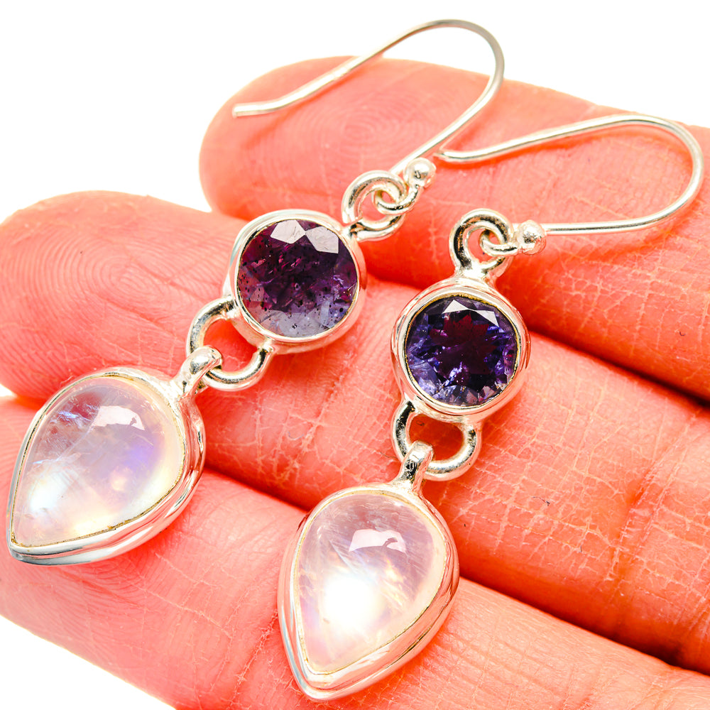 Rainbow Moonstone Earrings handcrafted by Anasilvercos - EARR423717
