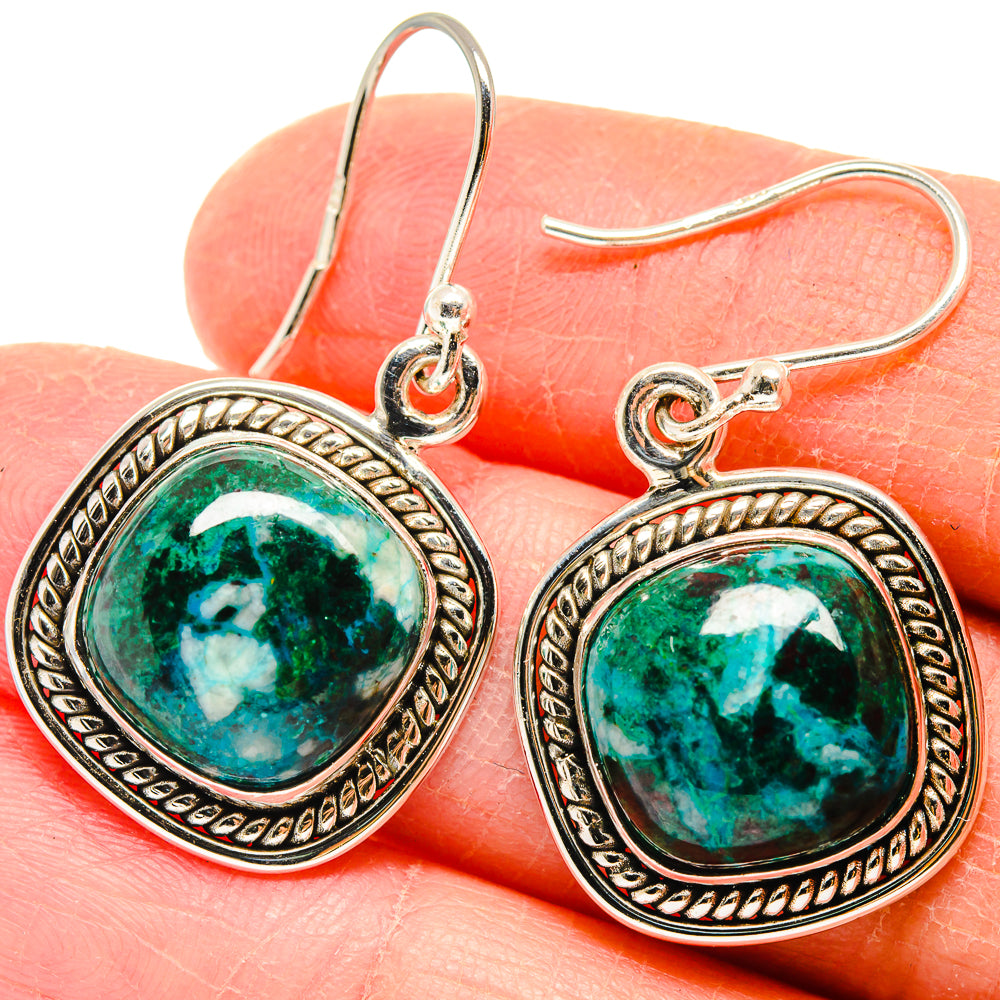 Chrysocolla Earrings handcrafted by Anasilvercos - EARR423720